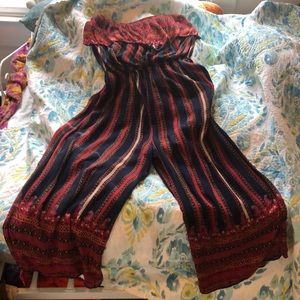 Strapless free people jumpsuit